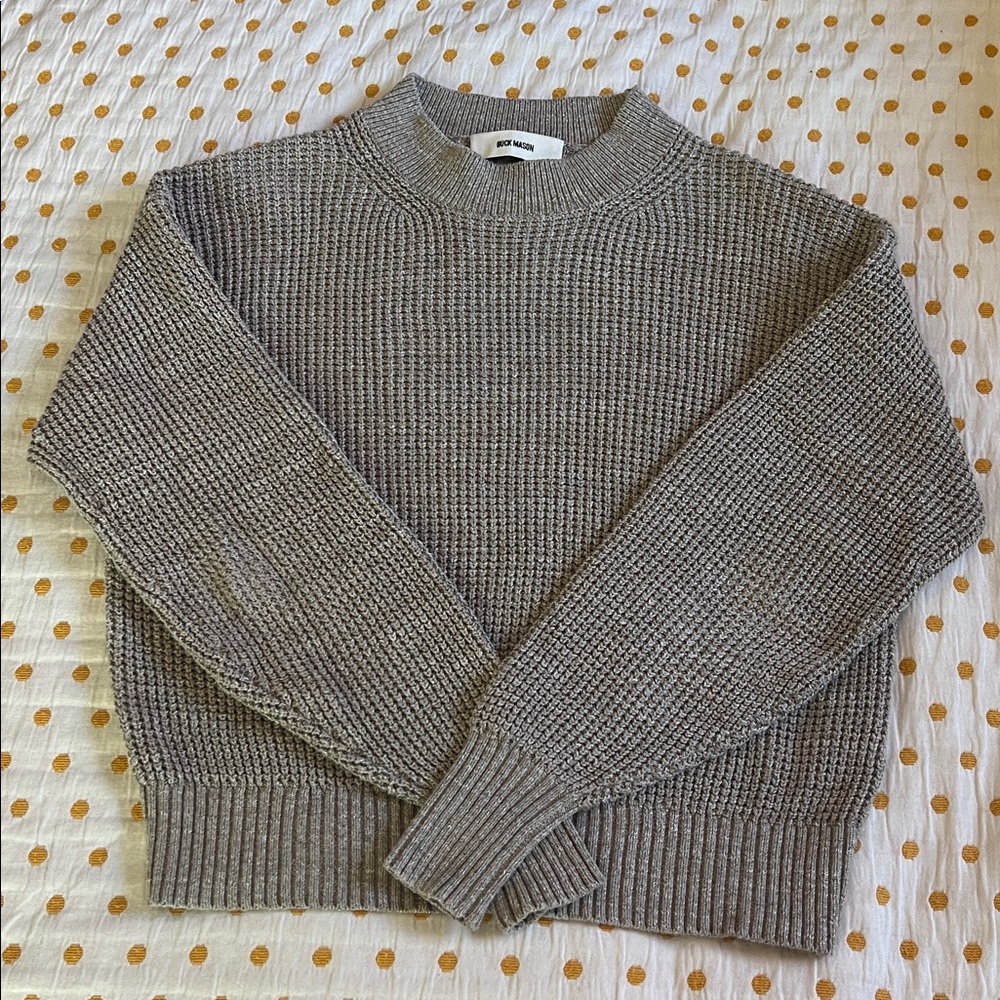 Buck Mason Beige Waffle Knit Seafarer Crewneck Sweater